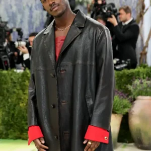 Buy Damson Idris Met Gala 2026 Costume Art Exhibition Black Leather Trench Coat For Men