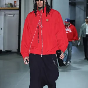 Buy Jordan Clarkson NBA 2026 New York Knicks Red Windbreaker Zip-Up Jacket For Men and Women