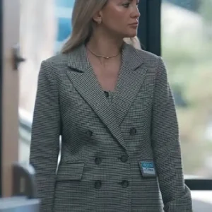 Buy Kate Hudson TV Series Running Point Double Breasted Check Grey Blazer