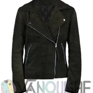 Buy Kristina Corinthos-Davis General Hospital 2026 Kate MansiOlive Green Suede Leather Moto Jacket For Men and Women