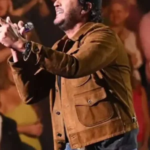 Buy Luke Bryan Taylor Swift Night 2026 Brown Suede Leather Jacket