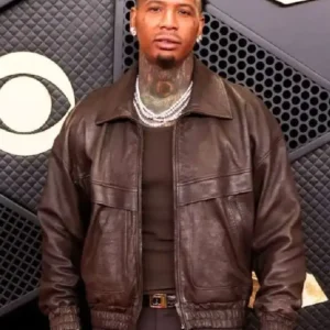 Buy Moneybagg Yo The 68th Annual Grammy Awards  Brown Leather Jacket