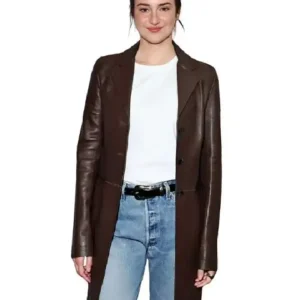 Buy Shailene Woodley Street Style Los Angeles 2026 Brown Leather Coat