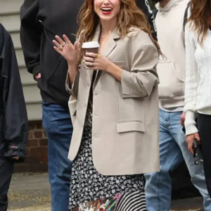 Buy Sophia Bush Count me Lies 2026 NYC Beige Wool Blazer For Women