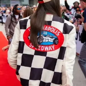 Caitlin Clark 2026 WNBA Indianapolis 500 Black and White Racing Bomber Jacket For Men and Women