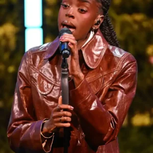 Cat Burns 2026 BAFTA Television Awards Brown Leather Jacket