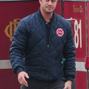 Chicago P.D. Taylor Kinney Blue Quilted Jacket