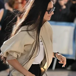 Demi Moore 79th Annual Cannes Film Festival Beige Bomber Jacket