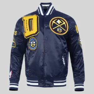 Denver Nuggets Mashup Rib Satin Varsity Jacket