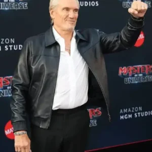 Dolph Lundgren Masters Of The Universe Los Angeles Premiere 2026 Black Leather Bomber Jacket