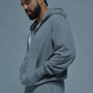 Drake Janice Iceman Album STFU Grey Zip-Up Hoodie Tracksuit For Men and Women