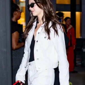 Shop Ella Hunt New York City 2026 White Cropped Denim Jacket