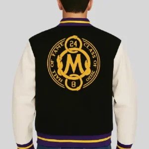 Get KB Hall Of Fame Kobe Bryant Black and White Wool Varsity Jacket