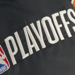 Giorgio Armani & Kith for the New York Knicks 2026 Playoffs Black Satin Bomber Jacket