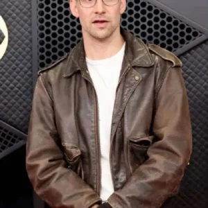 Grammy Awards Jack Antonoff Brown Leather Jacket
