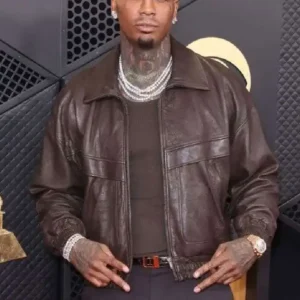 Grammy Awards Moneybagg Yo Brown Leather Jacket