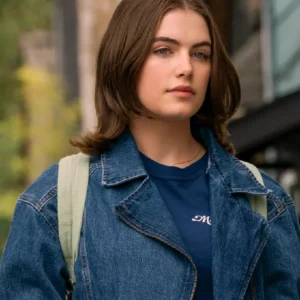 Hannah Wells 2026 TV Series Off Campus S01 Ella Bright Blue Denim Jacket