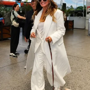 Heidi Klum 2026 Nice Airport France White Trench Coat