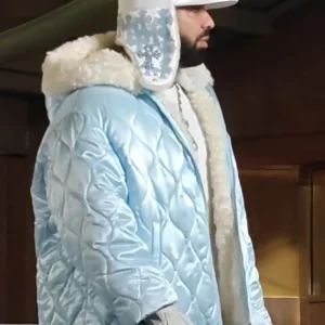 Iceman Drake Blue Miu Miu Quilted Puffer Hoodie Jacket