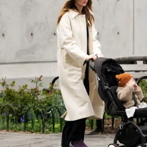 Jennifer Lawrence New York City 2026 Off White Wool Trench Coat