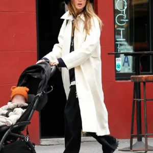 Jennifer Lawrence New York City 2026 Off White Wool Trench Coat For Men and Women