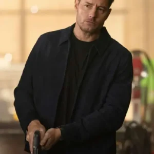 Justin Hartley 2026 TV Series Tracker Colter Shaw Navy Blue Suede Jacket