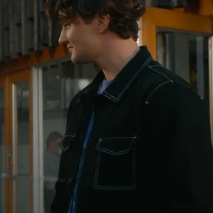 Khobe Clarke 2026 TV Series Off Campus S01 Beau Maxwell Black Denim Jacket For Men and Women