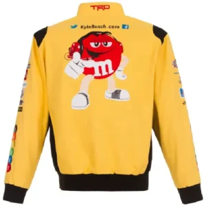 Kyle Busch M&M’s Twill Uniform Snap-Tab Buttoned Yellow Jacket For Men
