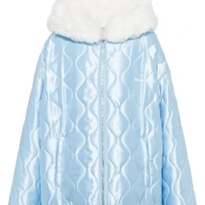 MIU MIU Quilted Hooded Jacket In Blue