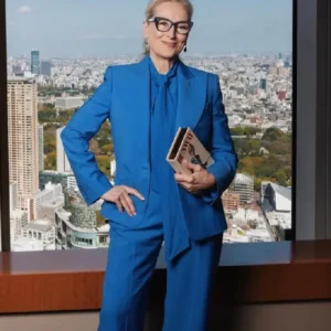 Meryl Streep 2026 Movie The Devil Wears Prada 2 Press Tour Blue Blazer For Women