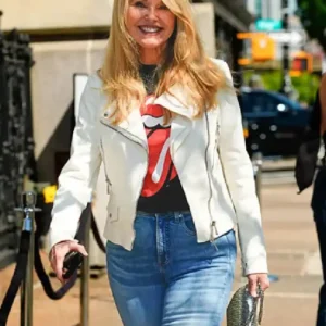 NYC 2026 Christie Brinkley Biker Leather Jacket