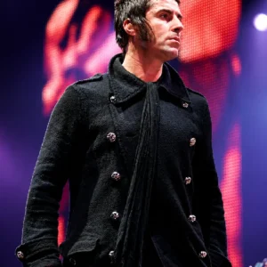 Oasis Liam Gallagher Black Wool Double Breasted Button Style Long Coat