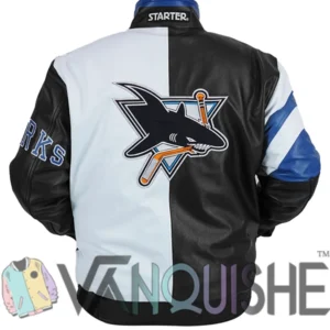 Sharks Starter Leather Vintage Jacket Back