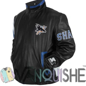 Sharks Starter Leather Vintage Jacket Side Look