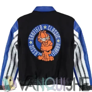 Shop 90s Vintage Garfield Classic Paws Black and Blue Bomber Varsity Jacket
