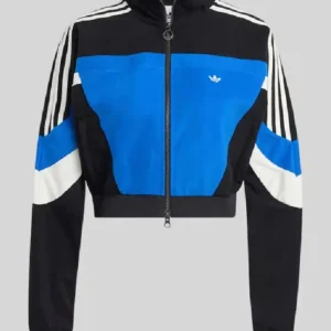 Shop Adidas Blocking Blue Track Cropped Jacket