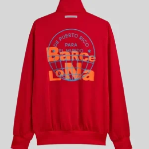 Shop Adidas x Bad Bunny DtMF Barcelona Tour Merch Red Zipper Firebird Track Jacket