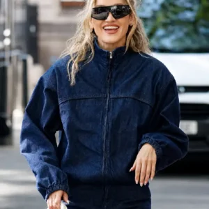 Shop Ashley Roberts 2026 Heart Breakfast Radio Studios Blue Denim Jacket
