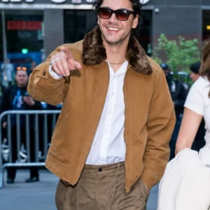 Shop Belmont Cameli 2026 Today Show Brown Shearling Jacket For Men