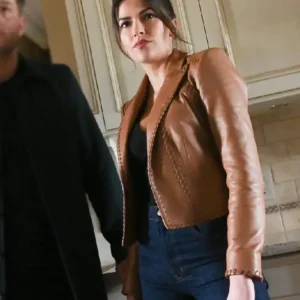 Shop Billie Matalon TV Series Tracker S03 Sofia Pernas Leather Jacket For Women