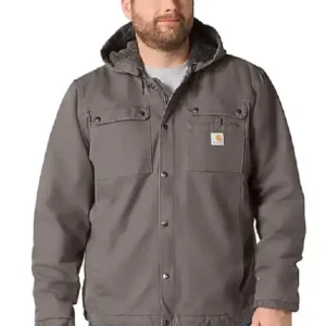 Shop Carhartt Washed Duck Bartlett Grey Hooded Jacket For Men