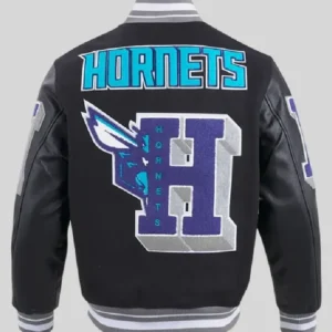 Shop Charlotte Hornets Mashup Wool Black Varsity Jacket