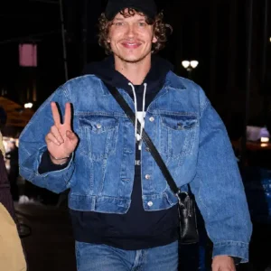 Shop Connor Storrie SNL After Party 2026 Blue Denim Jacket