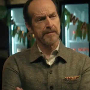 Shop Denis O'Hare 2026 TV Series The Boroughs Wally Baker Grey Wool Shirt Jacket