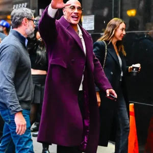 Shop Dwayne Johnson Red One Berlin Premiere Burgundy Wool Trench Coat For Men