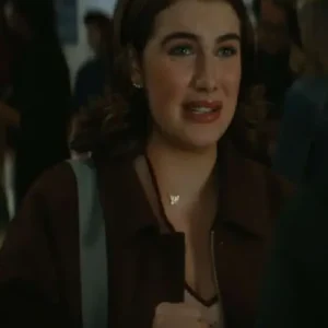 Shop Ella Bright 2026 TV Series Off Campus S01 Hannah Wells Brown Suede Leather Jacket