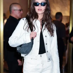 Shop Ella Hunt New York City 2026 White Cropped Denim Jacket