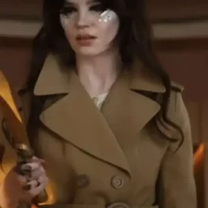 Shop Elle Her Private Hell 2026 Sophie Thatcher Brown Wool Trench Coat For Women