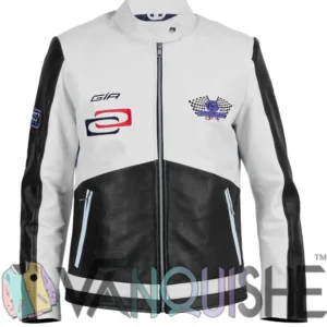 Shop Emily Ratajkowski F1 Monaco Grand Prix Leather Jacket Front