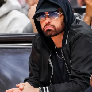Shop Eminem Pistons Game 5 Black Hooded Jacket